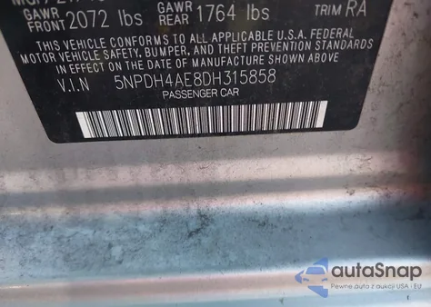 2013 Hyundai Elantra Limited z USA, uszkodzony, nr VIN 5NPDH4AE8DH315858